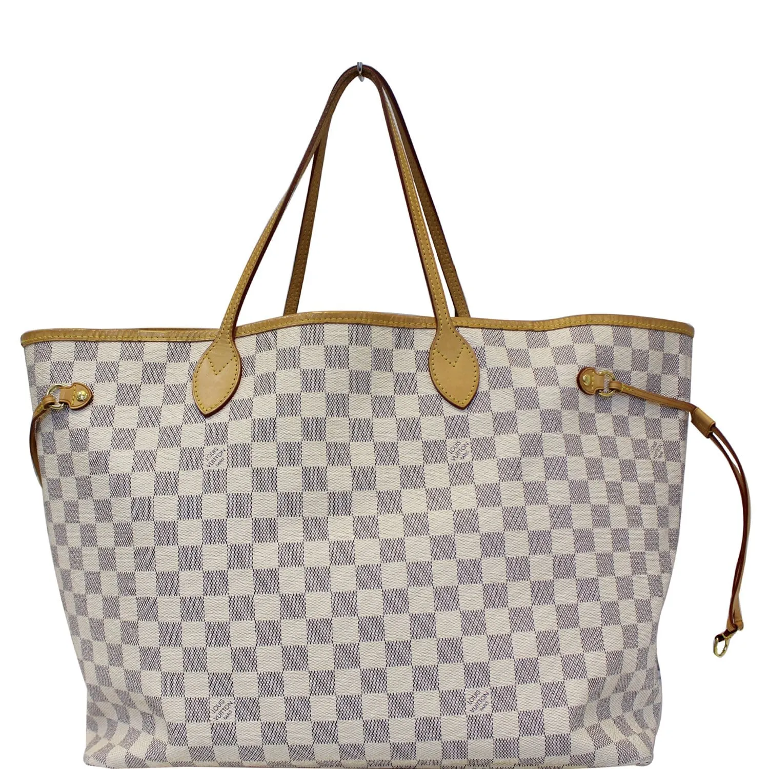 LOUIS VUITTON Neverfull GM Damier Azur Tote Shoulder Bag White