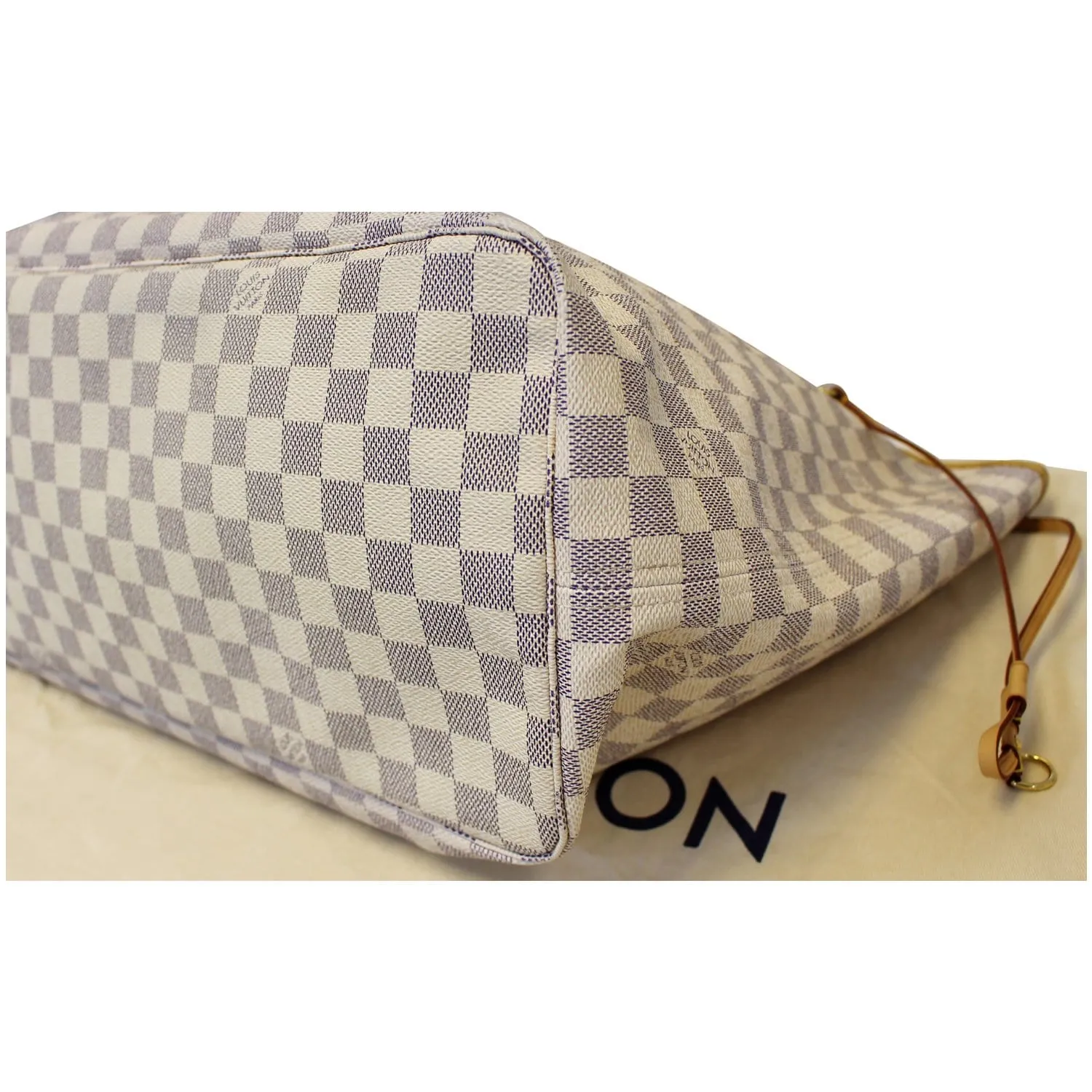 LOUIS VUITTON Neverfull GM Damier Azur Tote Shoulder Bag White