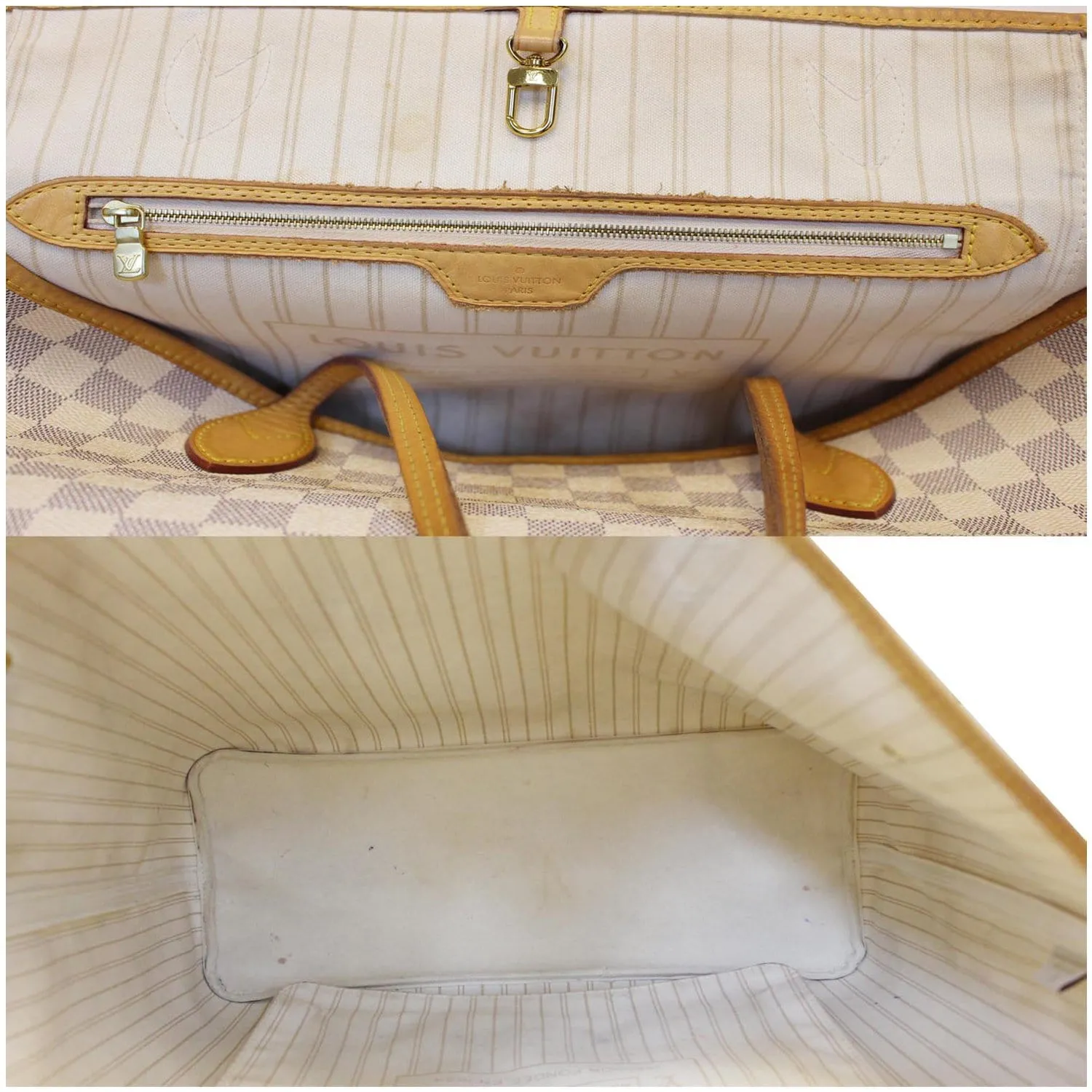 LOUIS VUITTON Neverfull GM Damier Azur Tote Shoulder Bag White