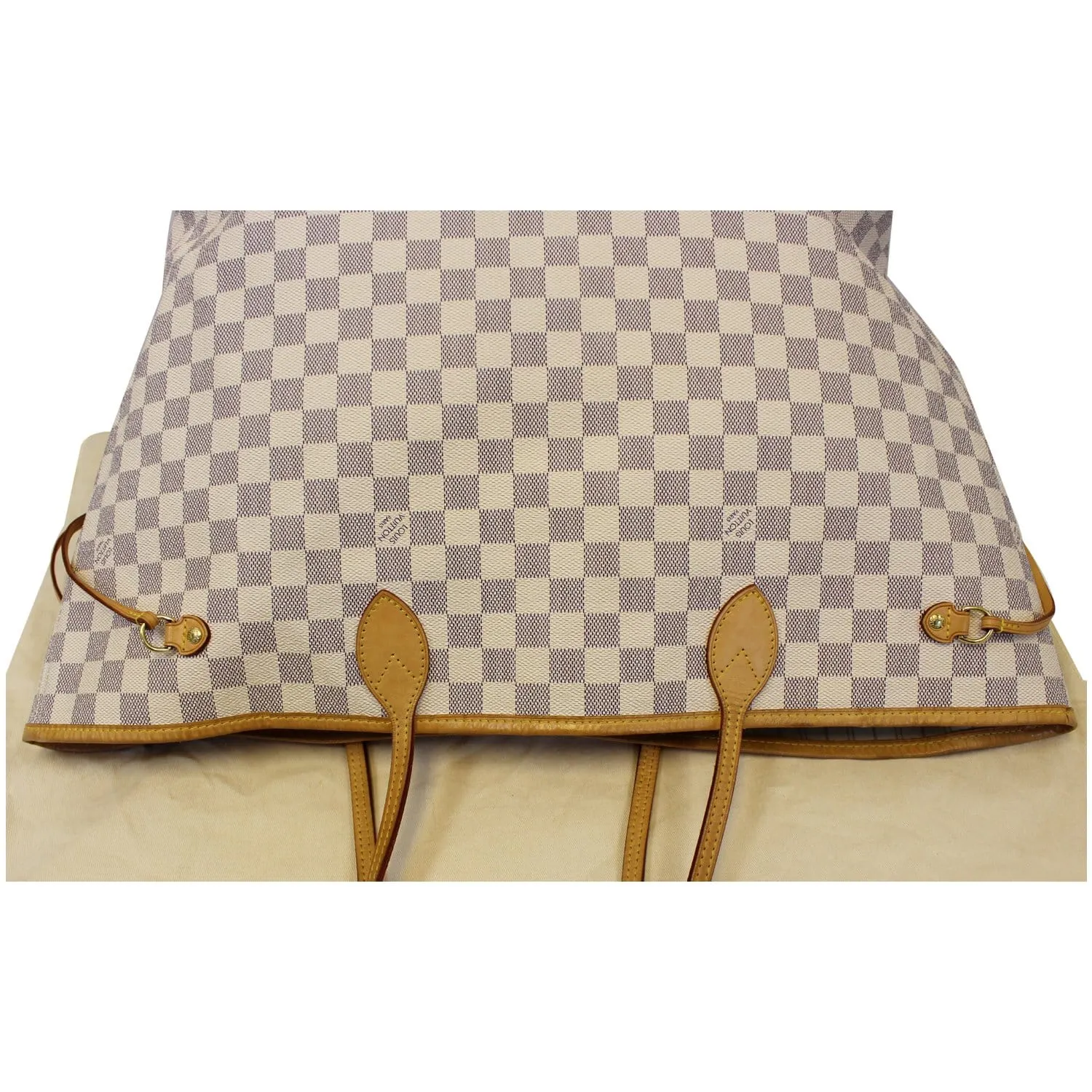 LOUIS VUITTON Neverfull GM Damier Azur Tote Shoulder Bag White