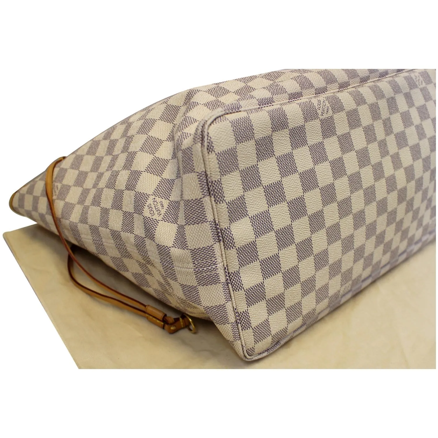 LOUIS VUITTON Neverfull GM Damier Azur Tote Shoulder Bag White