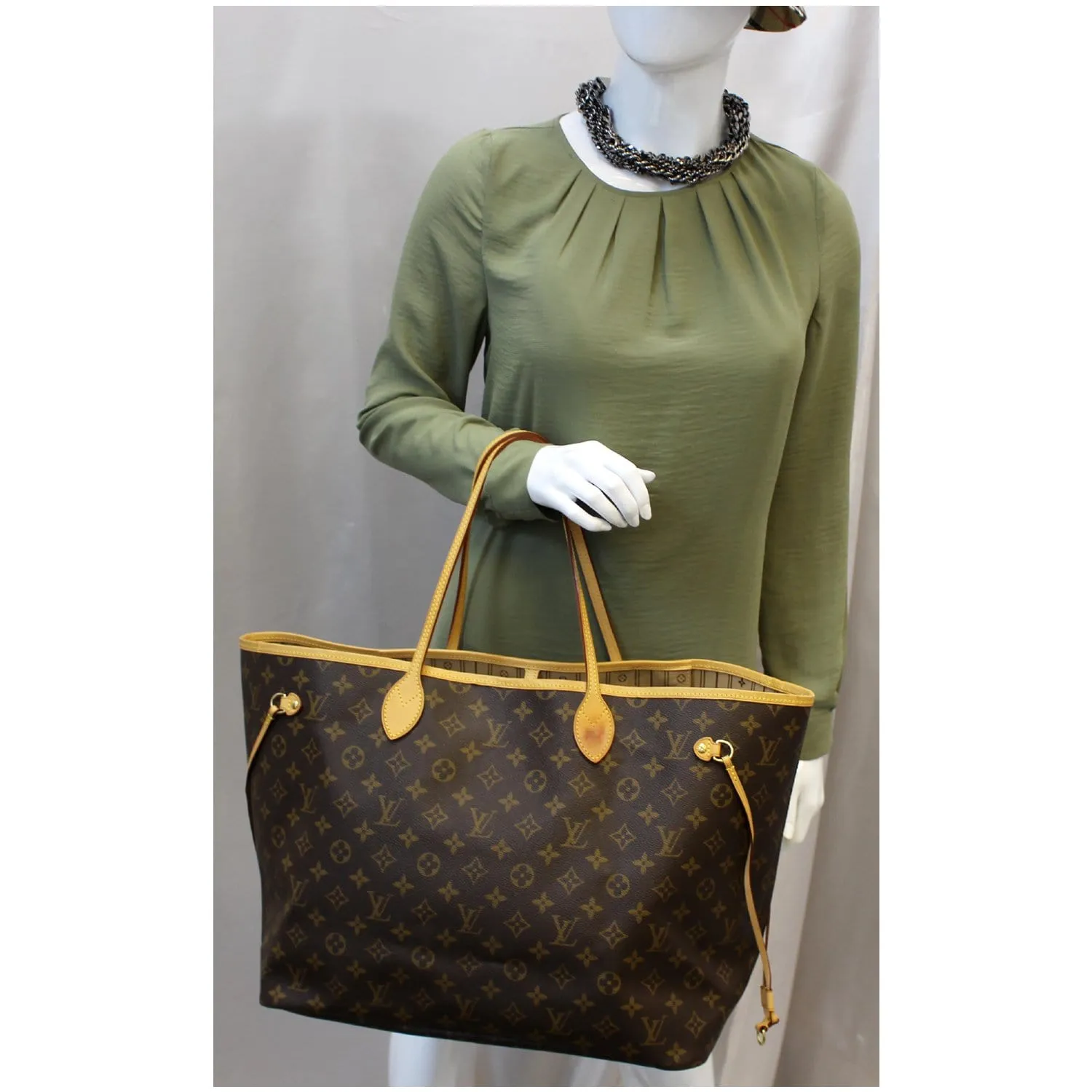 LOUIS VUITTON Neverfull GM Monogram Canvas Tote Shoulder Bag Brown