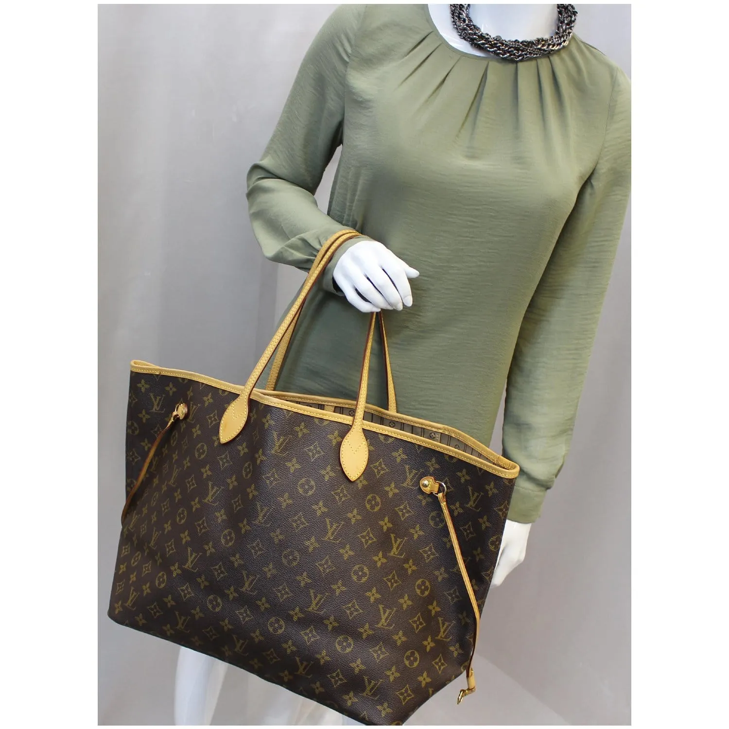 LOUIS VUITTON Neverfull GM Monogram Canvas Tote Shoulder Bag Brown