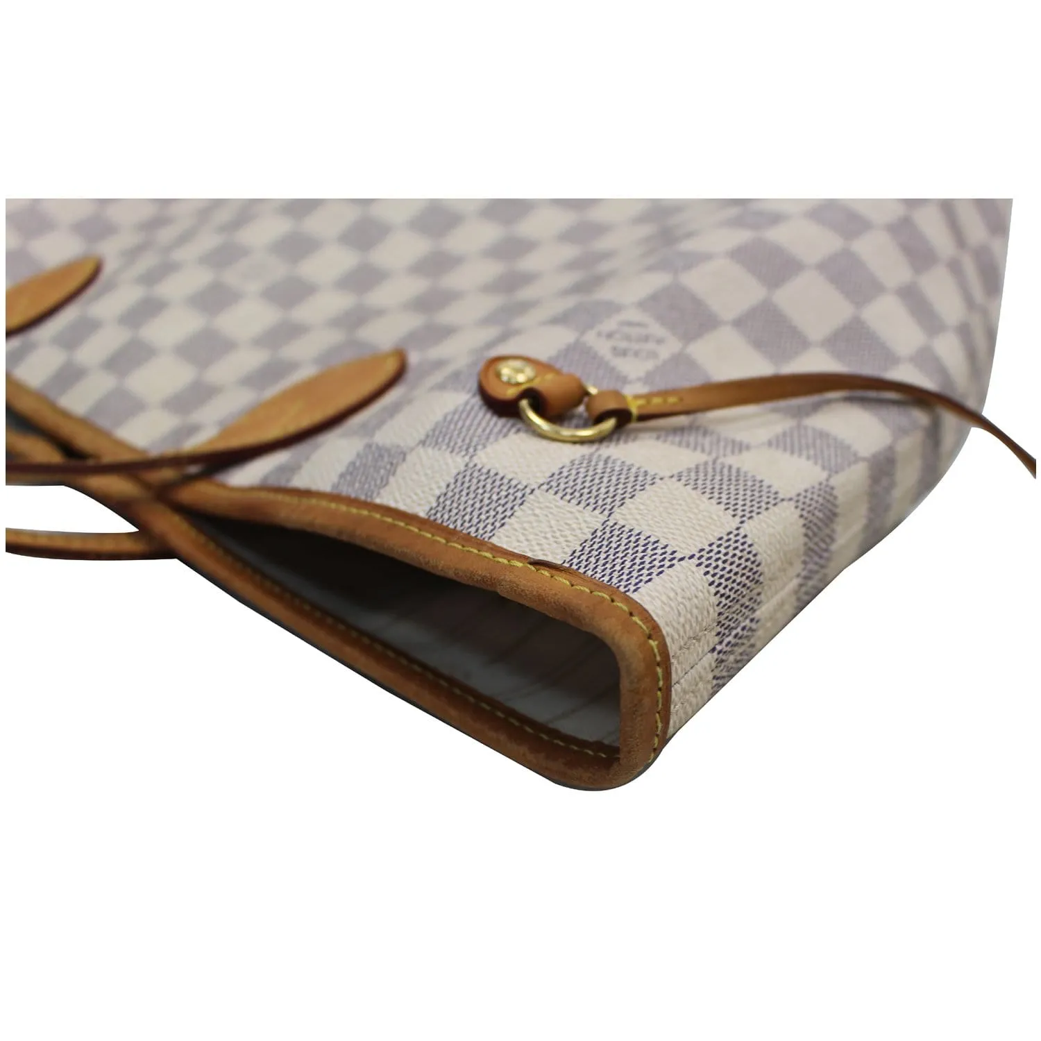 LOUIS VUITTON Neverfull MM Damier Azur Tote Shoulder Bag White
