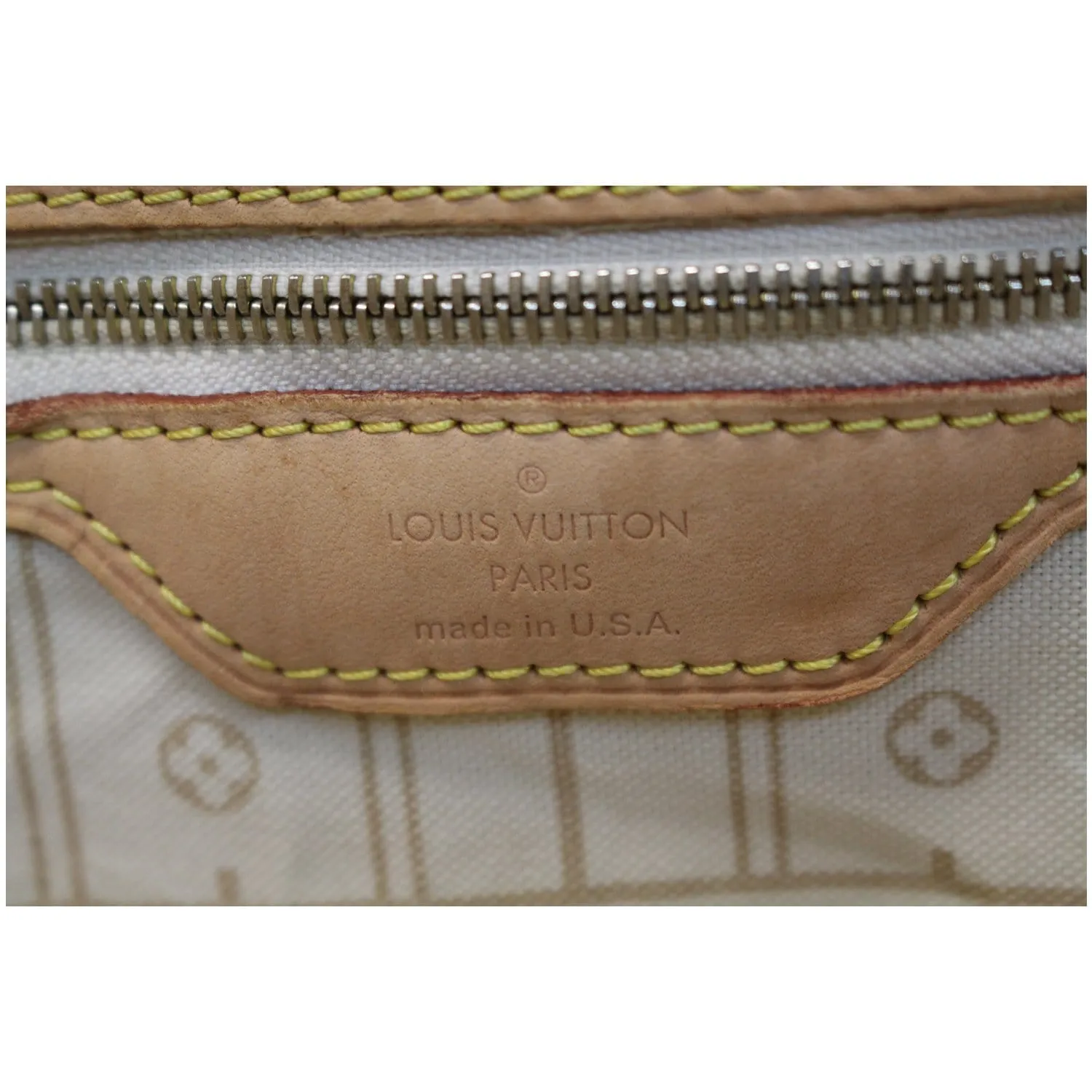 LOUIS VUITTON Neverfull MM Damier Azur Tote Shoulder Bag White