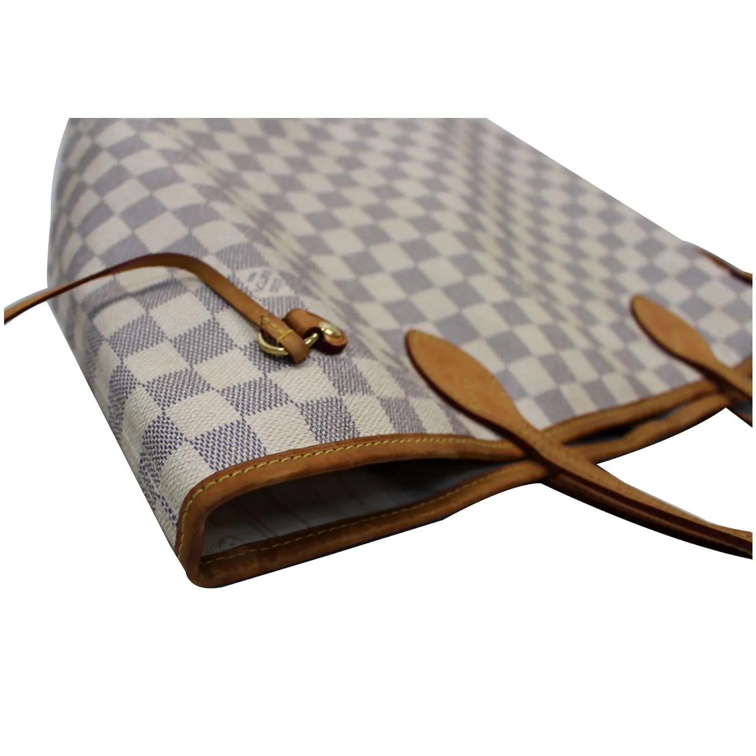 LOUIS VUITTON Neverfull MM Damier Azur Tote Shoulder Bag White