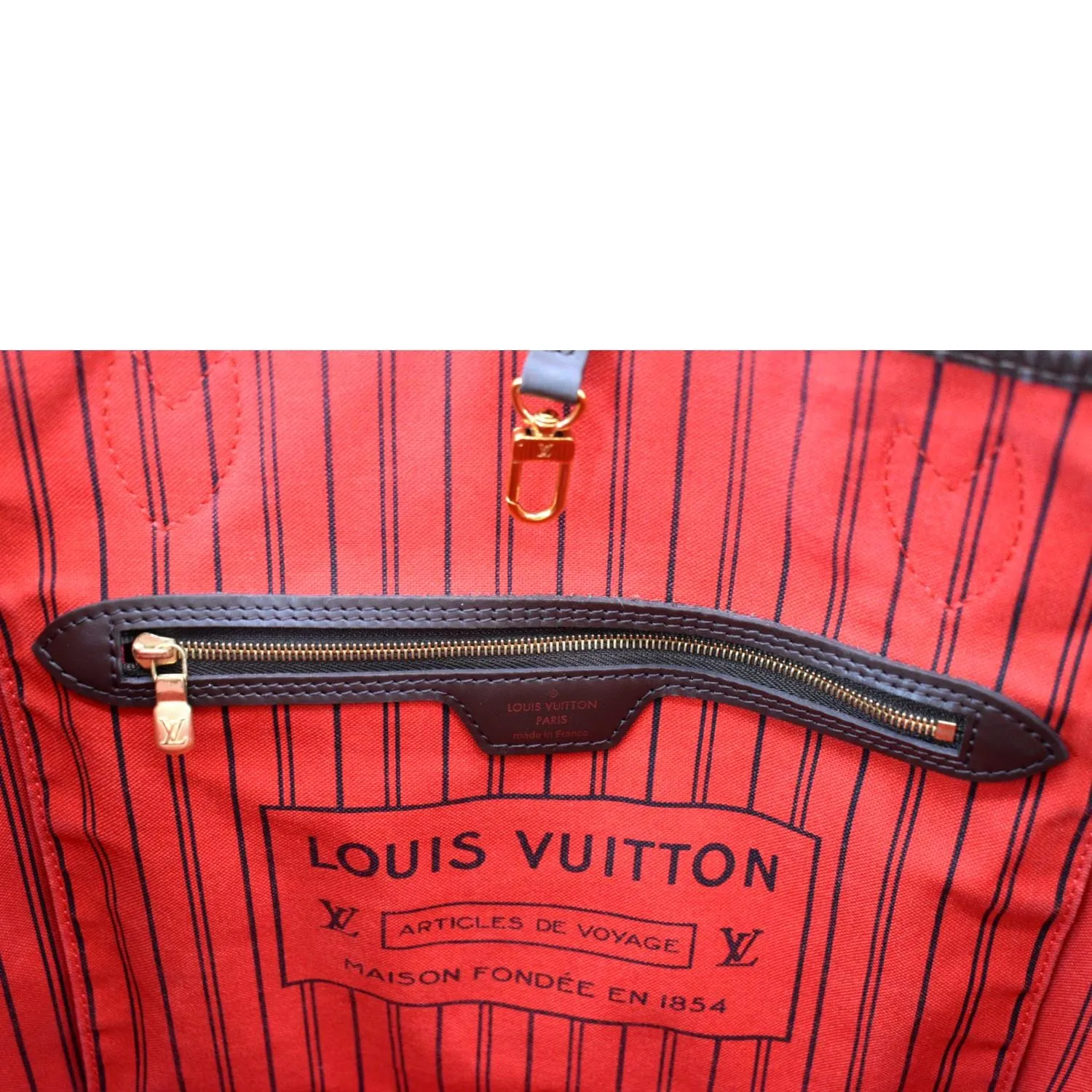 LOUIS VUITTON Neverfull MM Damier Ebene Shoulder Tote Bag Brown
