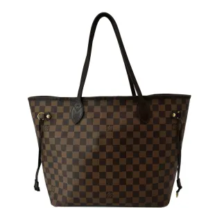 LOUIS VUITTON Neverfull MM Damier Ebene Shoulder Tote Bag Brown