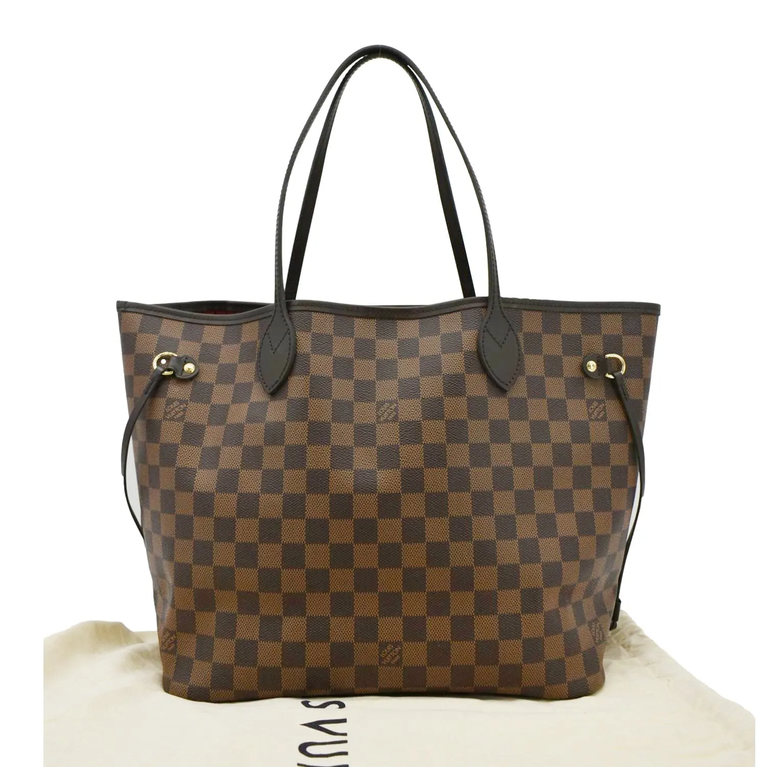 LOUIS VUITTON Neverfull MM Damier Ebene Tote Bag Brown