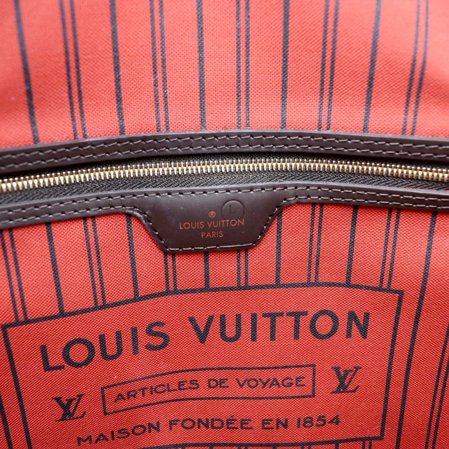 LOUIS VUITTON Neverfull MM Damier Ebene Tote Bag Brown