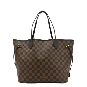 LOUIS VUITTON Neverfull MM Damier Ebene Tote Bag Brown
