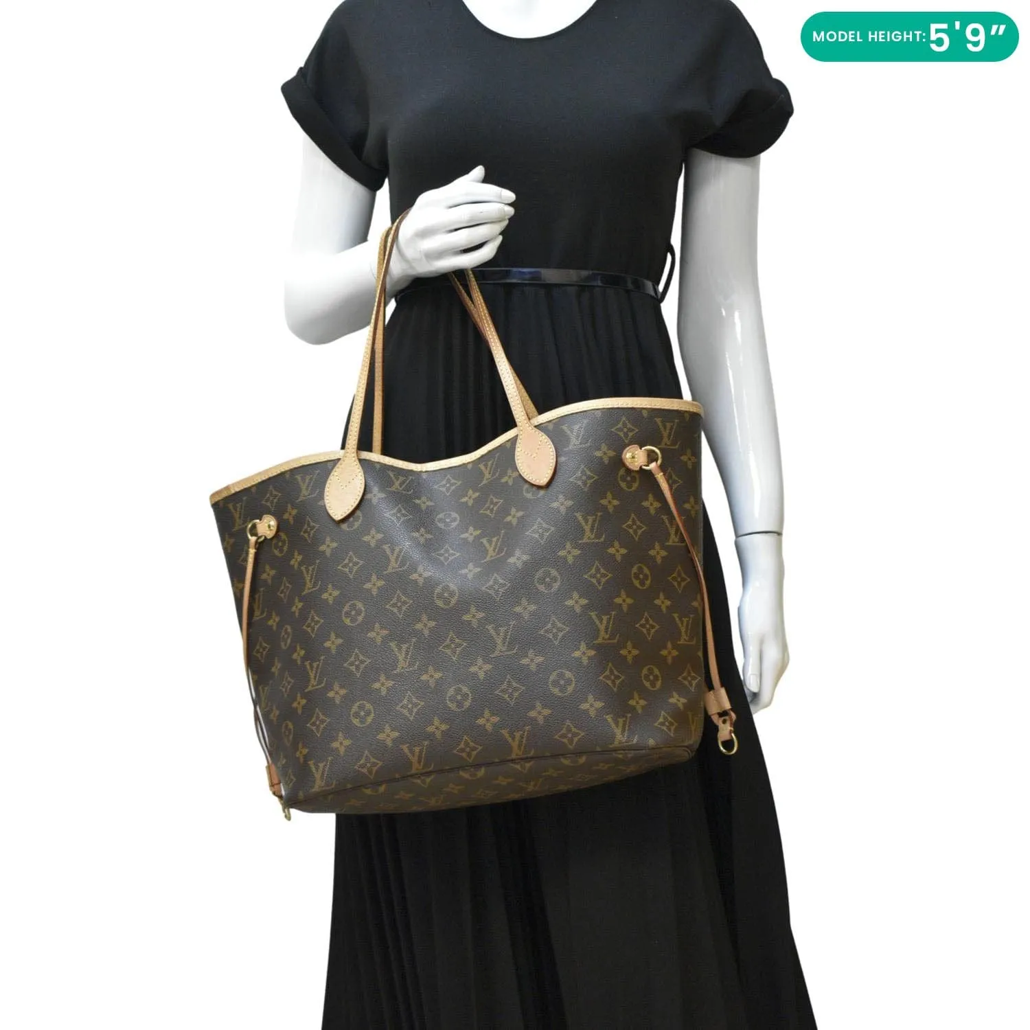 LOUIS VUITTON Neverfull MM Monogram Canvas Tote Bag Brown
