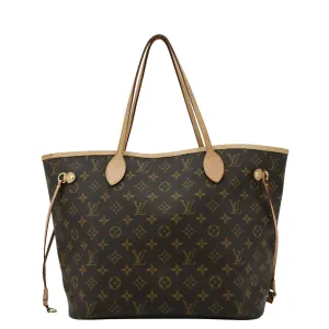 LOUIS VUITTON Neverfull MM Monogram Canvas Tote Bag Brown