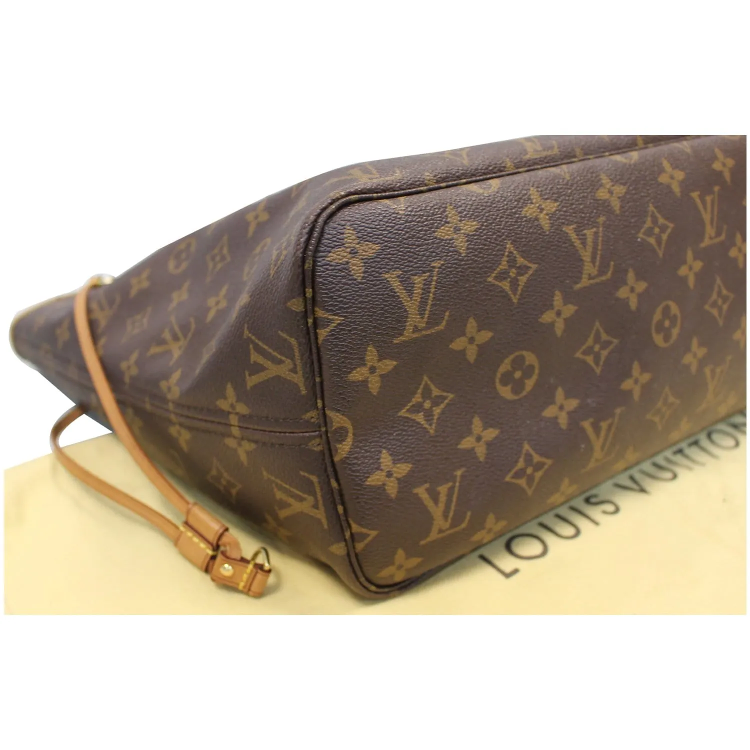 LOUIS VUITTON Neverfull MM Monogram Canvas Tote Shoulder Bag Brown