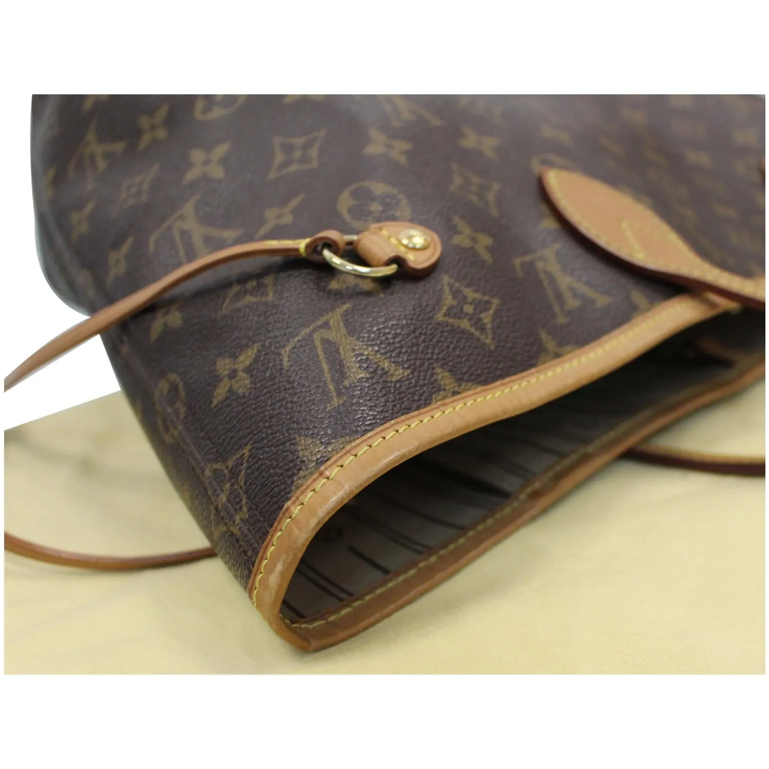 LOUIS VUITTON Neverfull MM Monogram Canvas Tote Shoulder Bag Brown