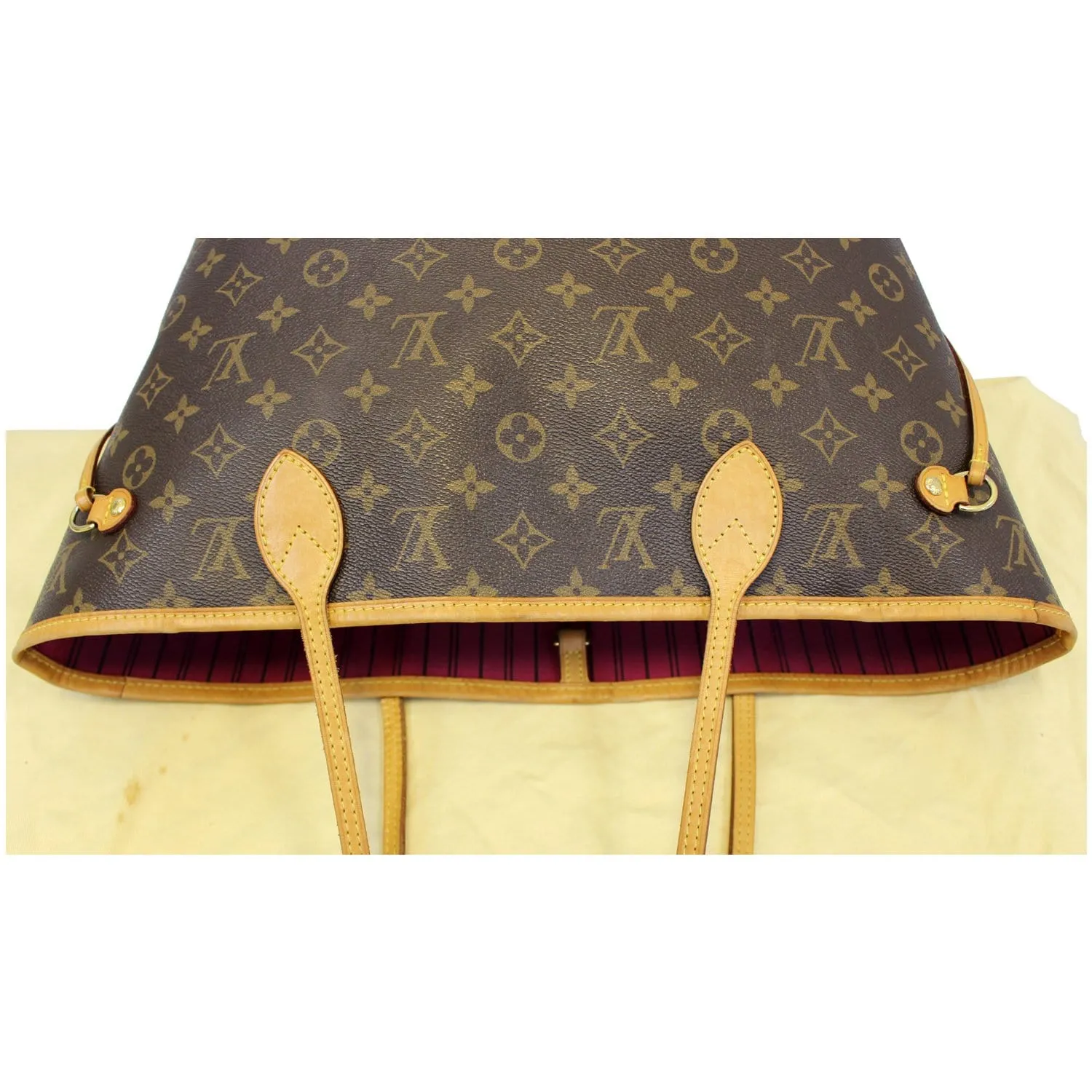 LOUIS VUITTON Neverfull MM Monogram Canvas Tote Shoulder Bag Brown