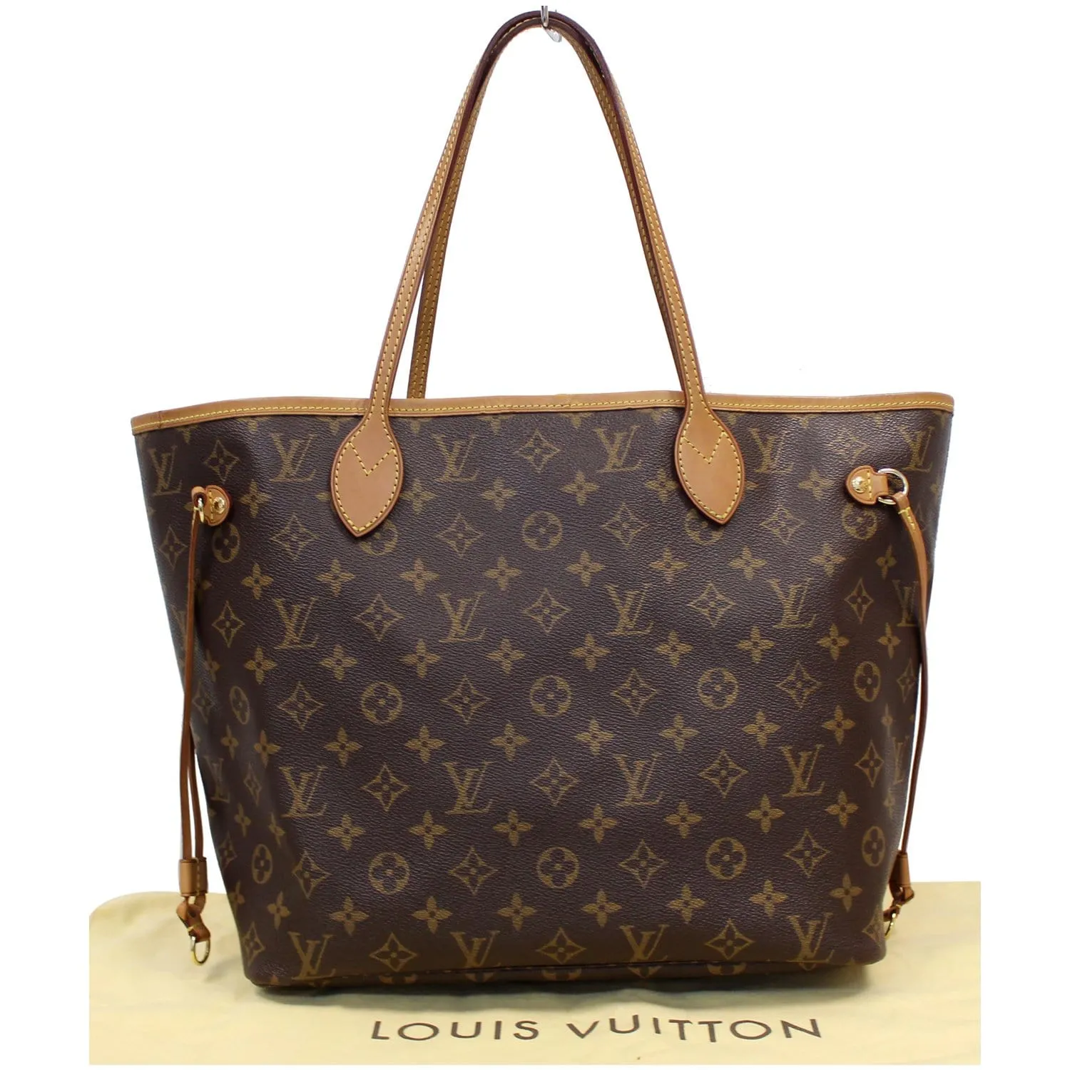LOUIS VUITTON Neverfull MM Monogram Canvas Tote Shoulder Bag Brown