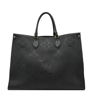 LOUIS VUITTON Onthego GM Monogram Empreinte Leather Tote Shoulder Bag Black