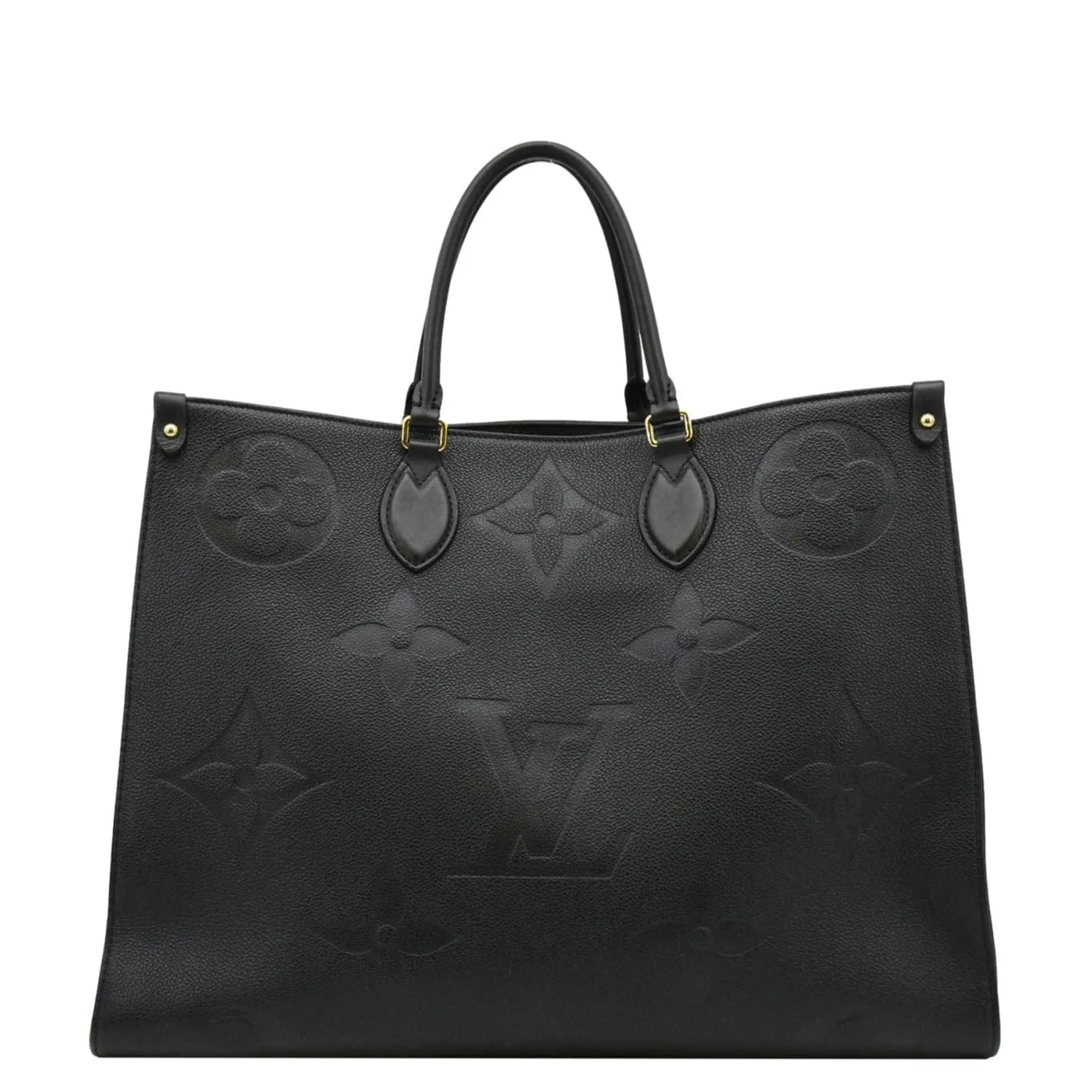 LOUIS VUITTON Onthego GM Monogram Empreinte Leather Tote Shoulder Bag Black