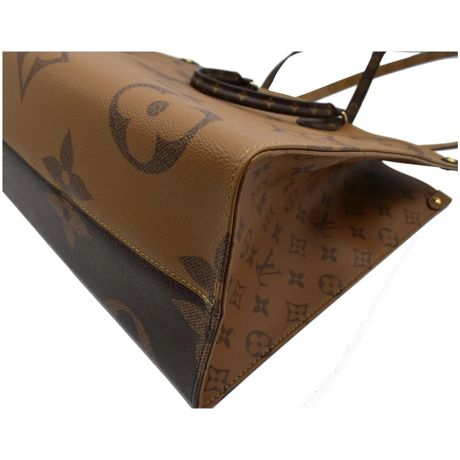 LOUIS VUITTON Onthego GM Reverse Monogram Canvas Tote Shoulder Bag Brown