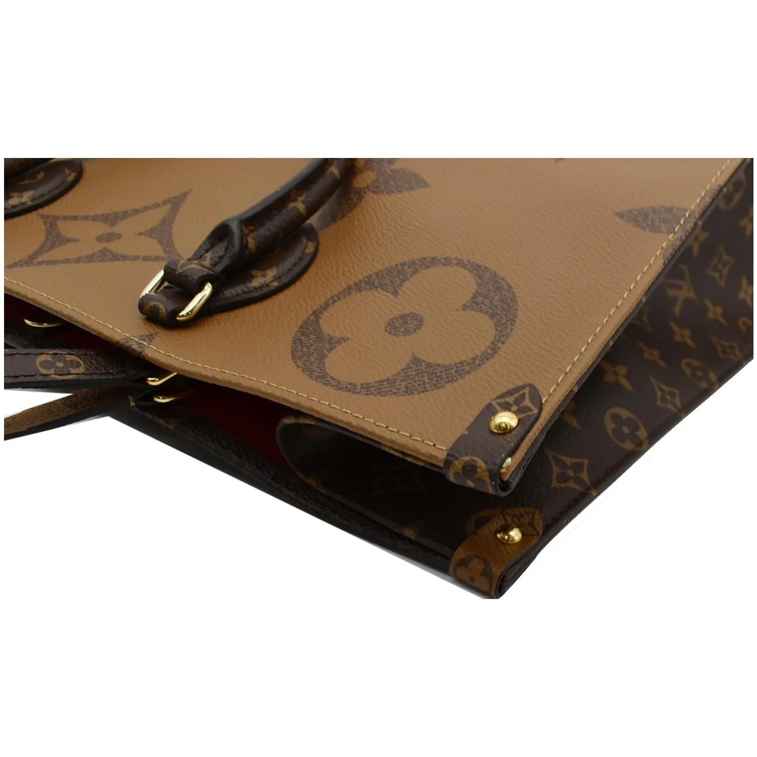 LOUIS VUITTON Onthego GM Reverse Monogram Canvas Tote Shoulder Bag Brown