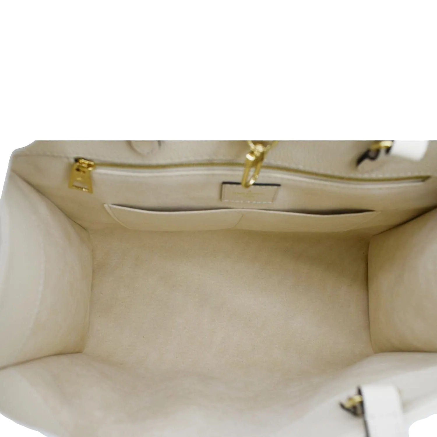 LOUIS VUITTON Onthego MM Monogram Empreinte Leather Tote Bag Cream