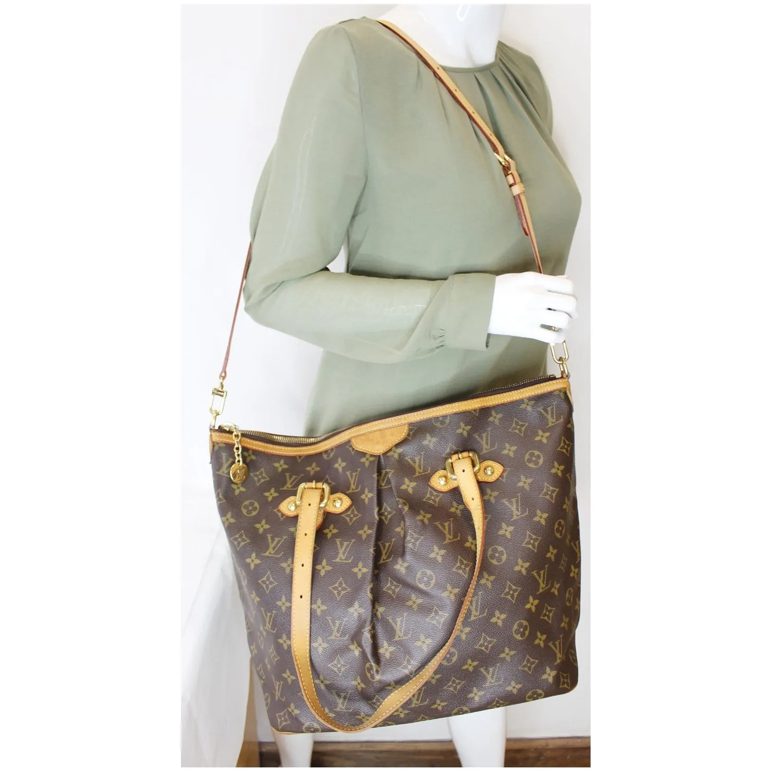 LOUIS VUITTON Palermo GM Monogram Canvas Tote Shoulder Bag Brown