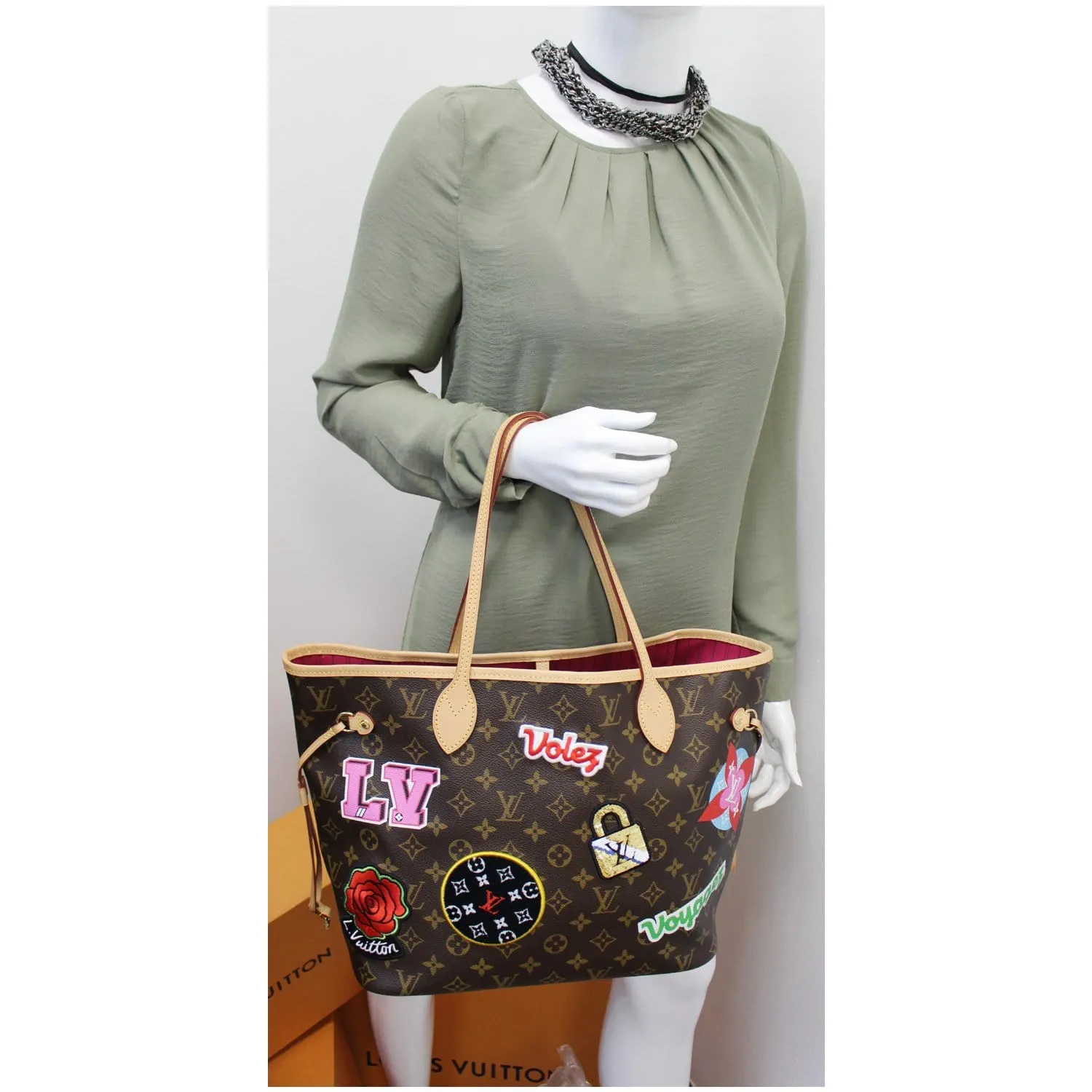 LOUIS VUITTON Stories Neverfull MM Monogram Canvas Shoulder Bag Brown