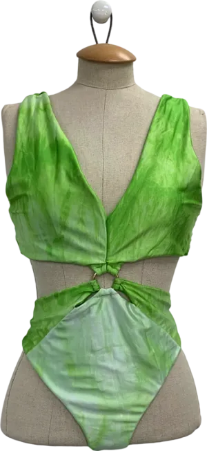 Lovers   Friends Green Tie-Dye Cutout Swimsuit UK L