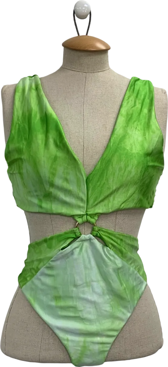 Lovers   Friends Green Tie-Dye Cutout Swimsuit UK L