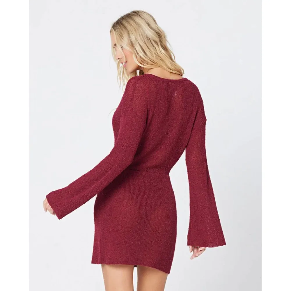 L*SPACE TOPANGA SWEATER KNIT COVER-UP CABERNET