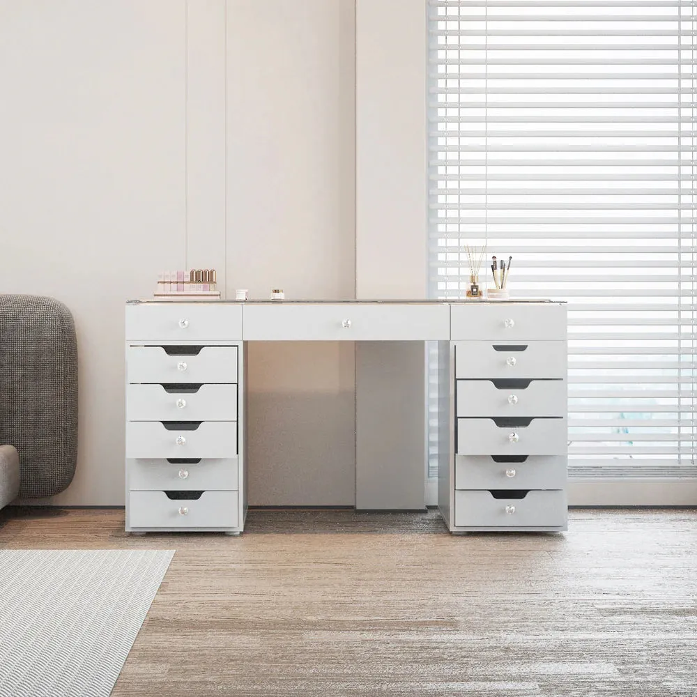 LUXE Vanity Desk Pro 13 Storage Drawers with LED Light & RGB, White Pink or Black