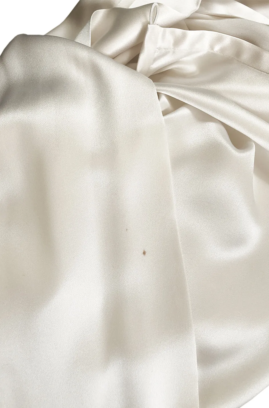 Luxurious 1970s Yves Saint Laurent Ivory Cream Silk Satin Tie Top Blouse