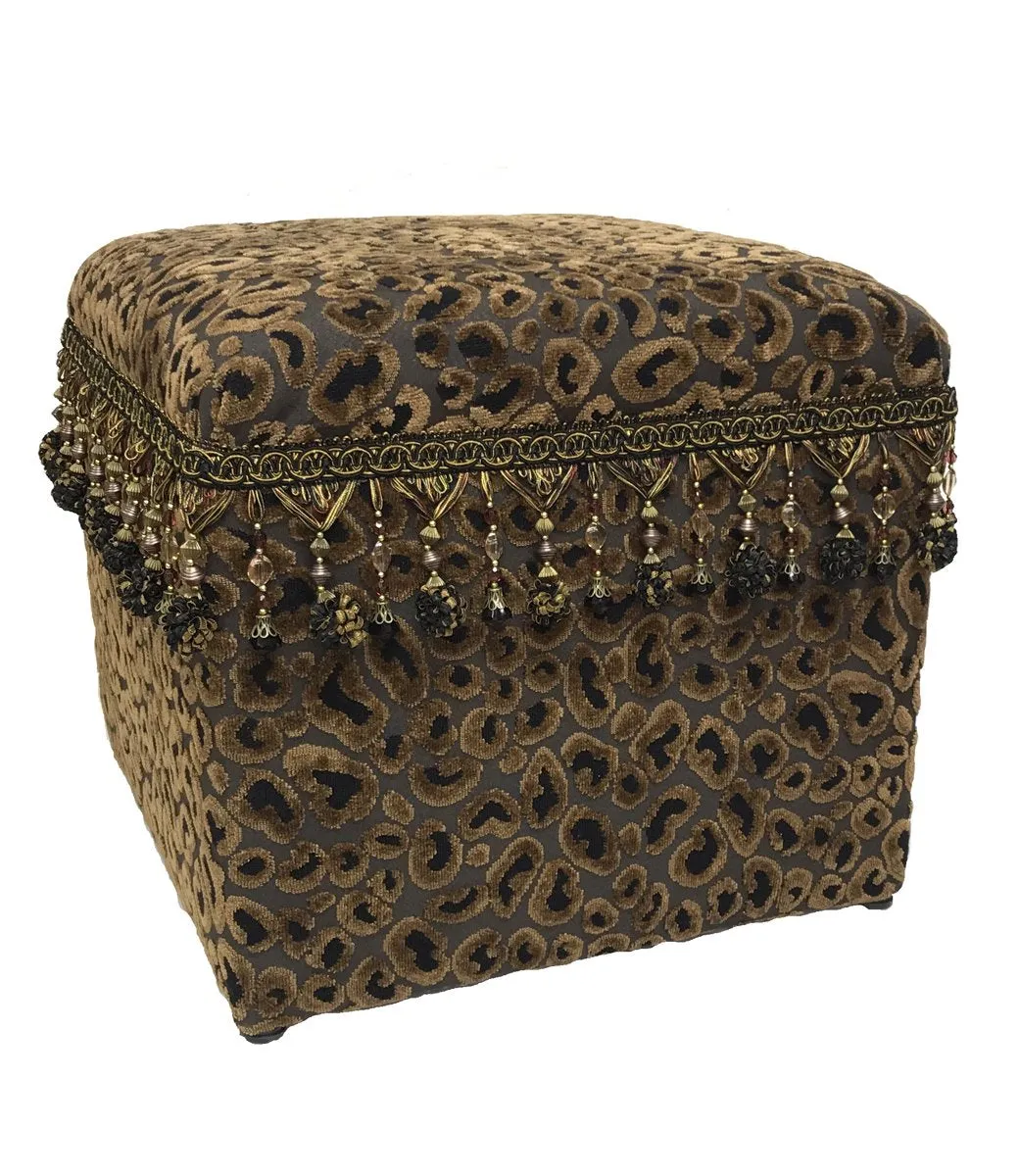 Madagascar Leopard Foot Stool/ Vanity Stool