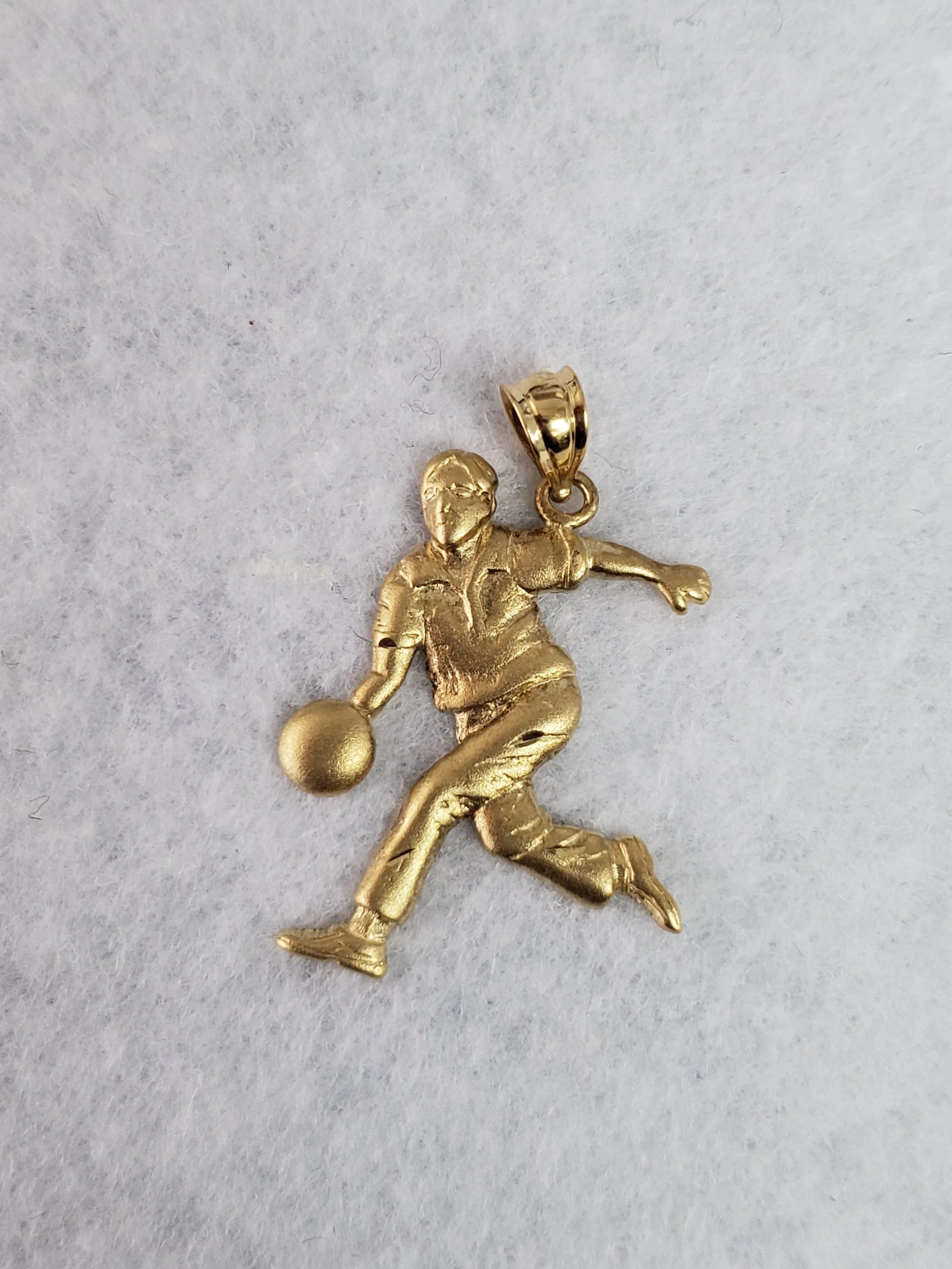 Male Bowler with Diamond Cuts Charm