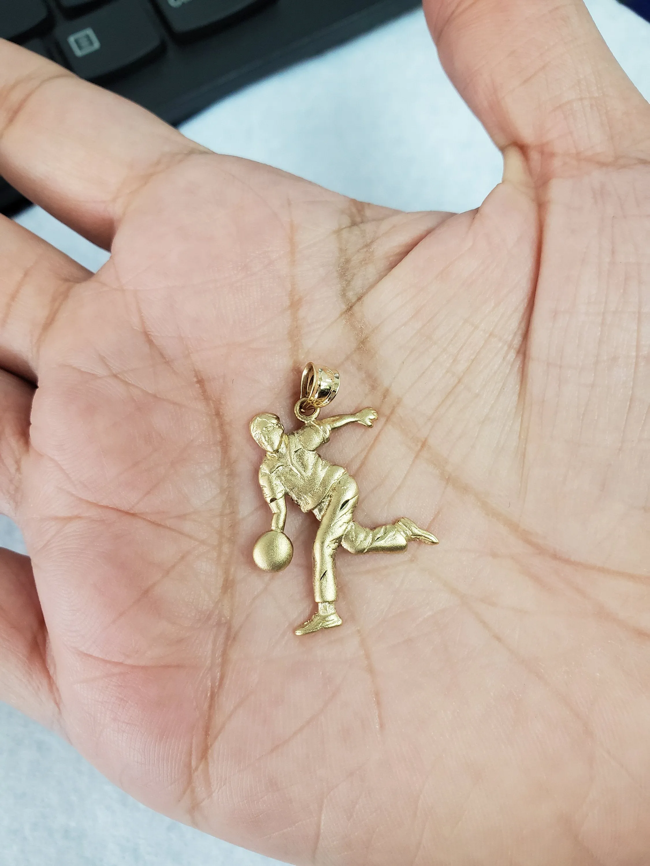 Male Bowler with Diamond Cuts Charm