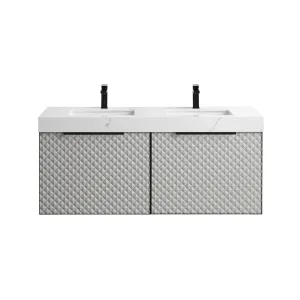 Manarola 2 Drawers Bathroom Vanity with Quartz Sink - Wall Mount - 48" Wood/Silver Grey