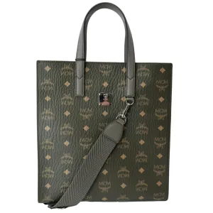 MCM Klassik Monogram Print Leather Tote Bag Green