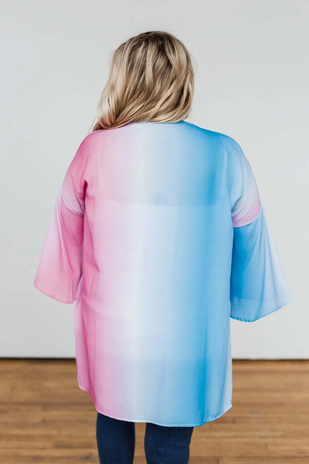 Memories Of Us Colorful Kimono- Blue & Pink