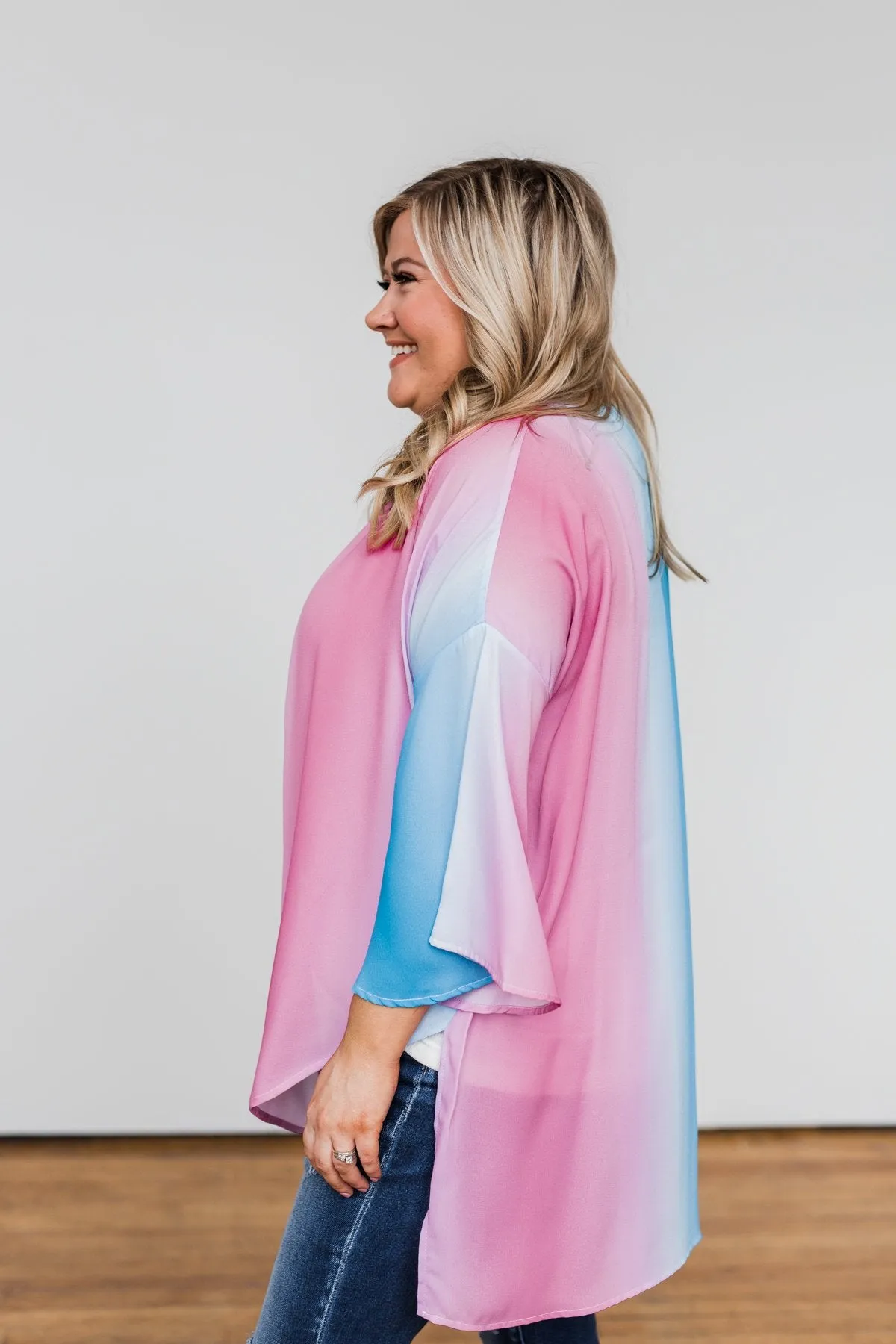 Memories Of Us Colorful Kimono- Blue & Pink