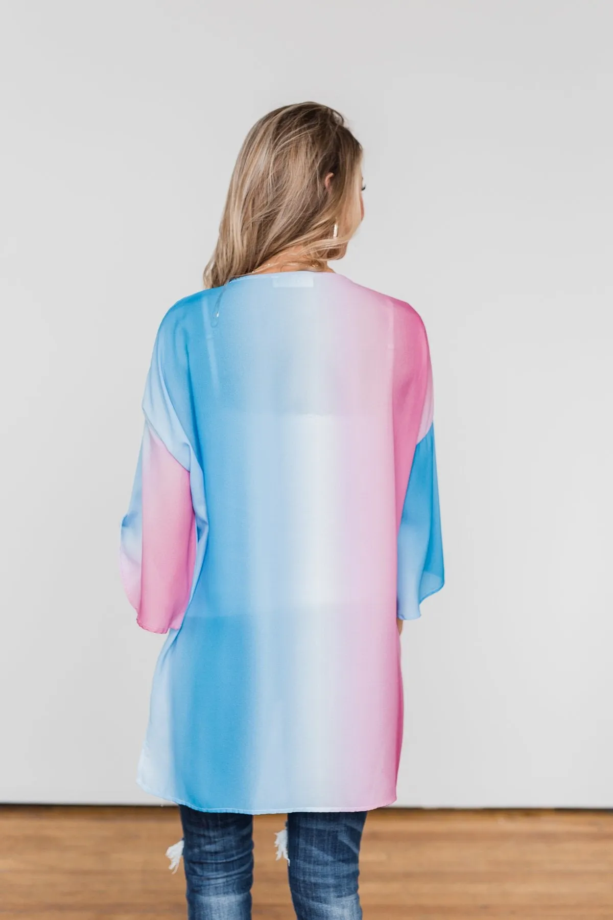 Memories Of Us Colorful Kimono- Blue & Pink