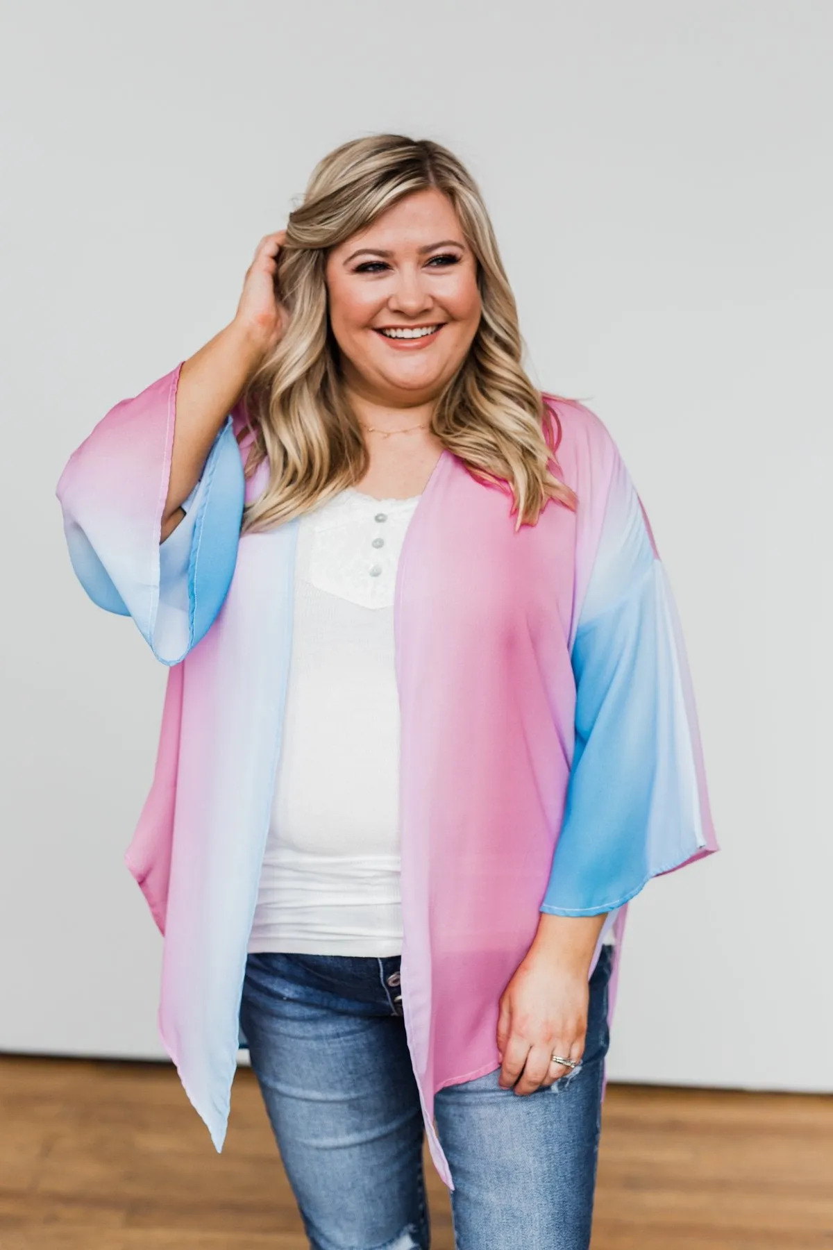 Memories Of Us Colorful Kimono- Blue & Pink