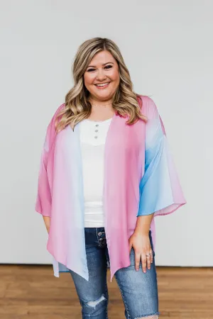 Memories Of Us Colorful Kimono- Blue & Pink