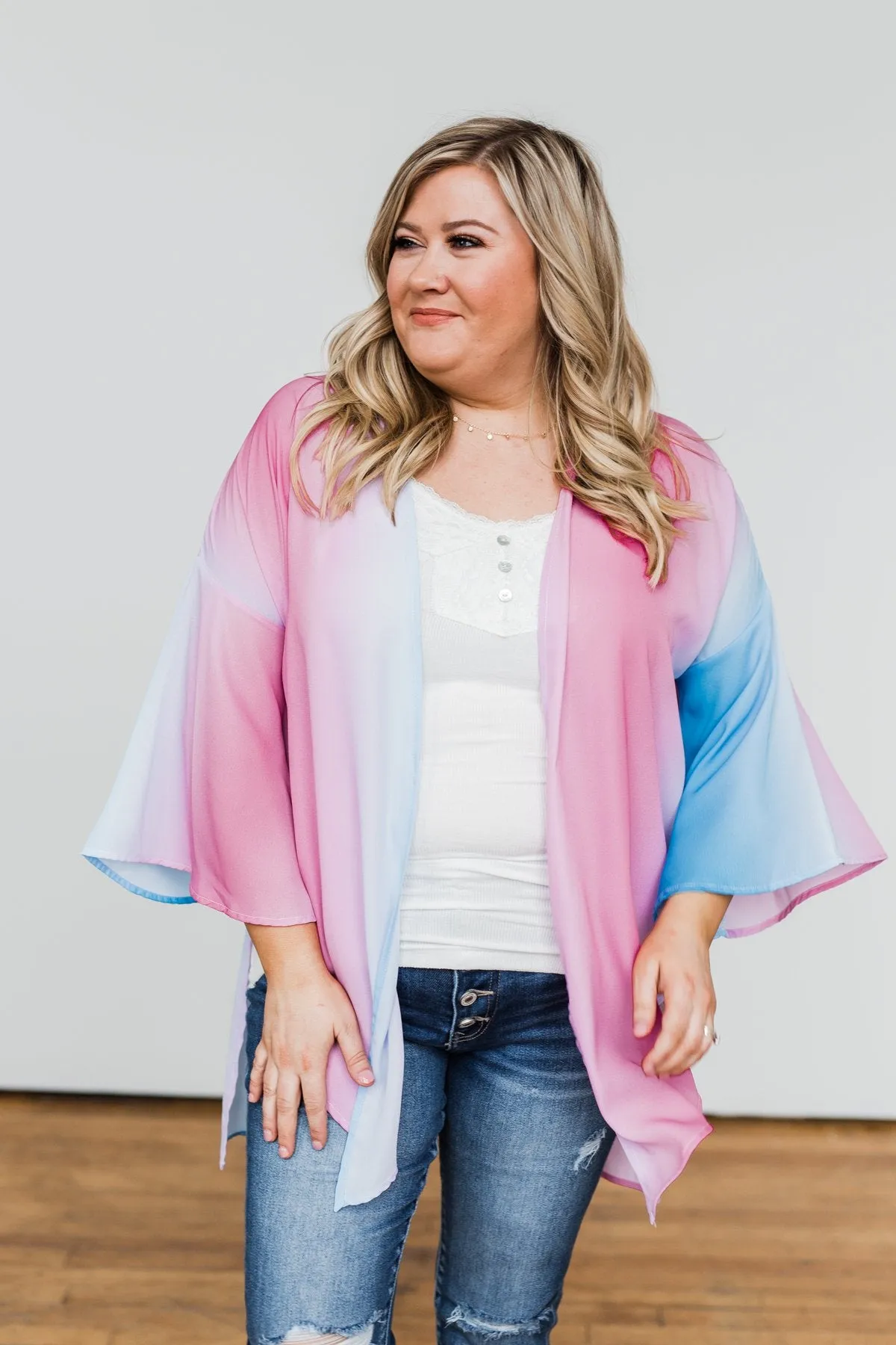 Memories Of Us Colorful Kimono- Blue & Pink