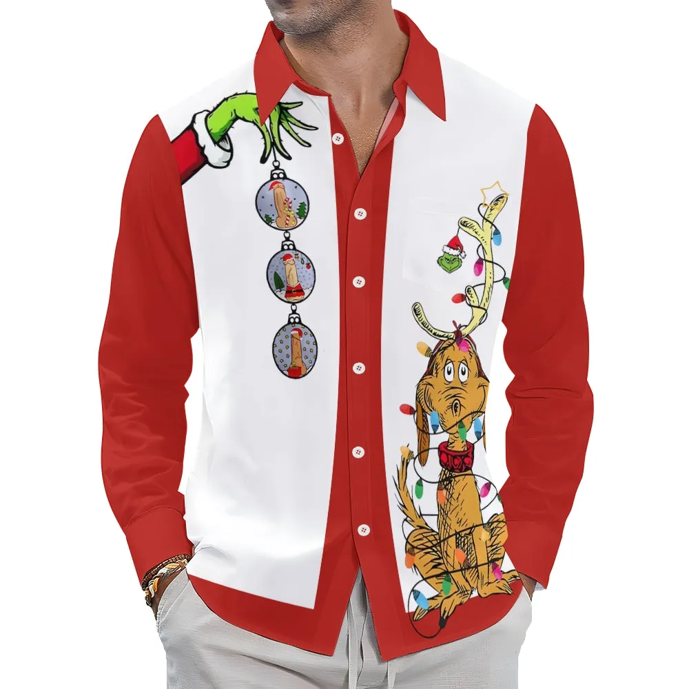 Men's Fun Sexy Christmas Print Long Sleeve Hawaiian Shirt 2410001826