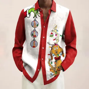 Men's Fun Sexy Christmas Print Long Sleeve Hawaiian Shirt 2410001826