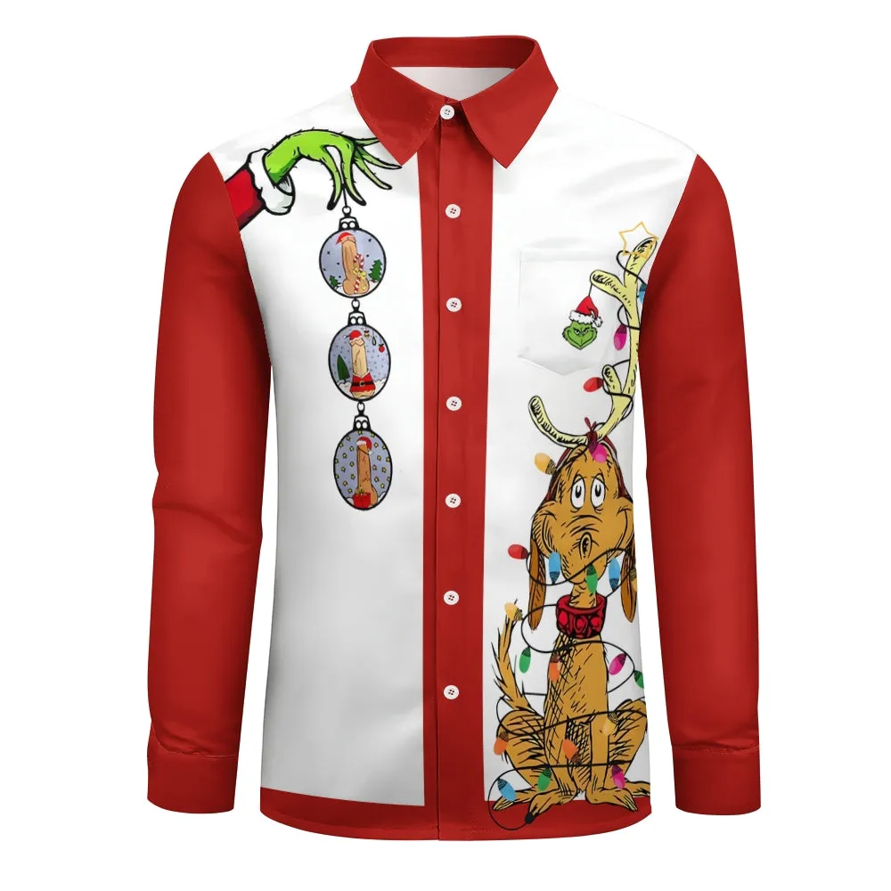 Men's Fun Sexy Christmas Print Long Sleeve Hawaiian Shirt 2410001826