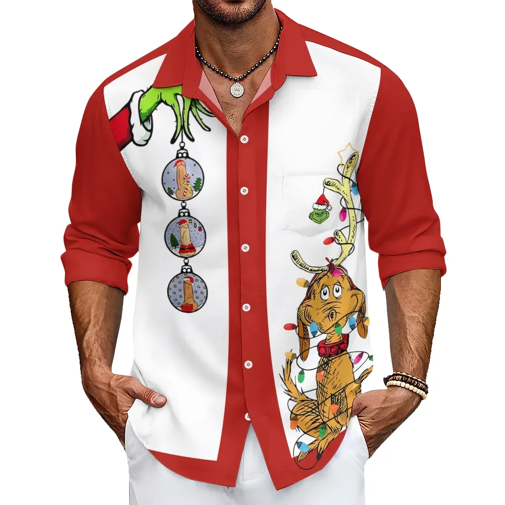 Men's Fun Sexy Christmas Print Long Sleeve Hawaiian Shirt 2410001826
