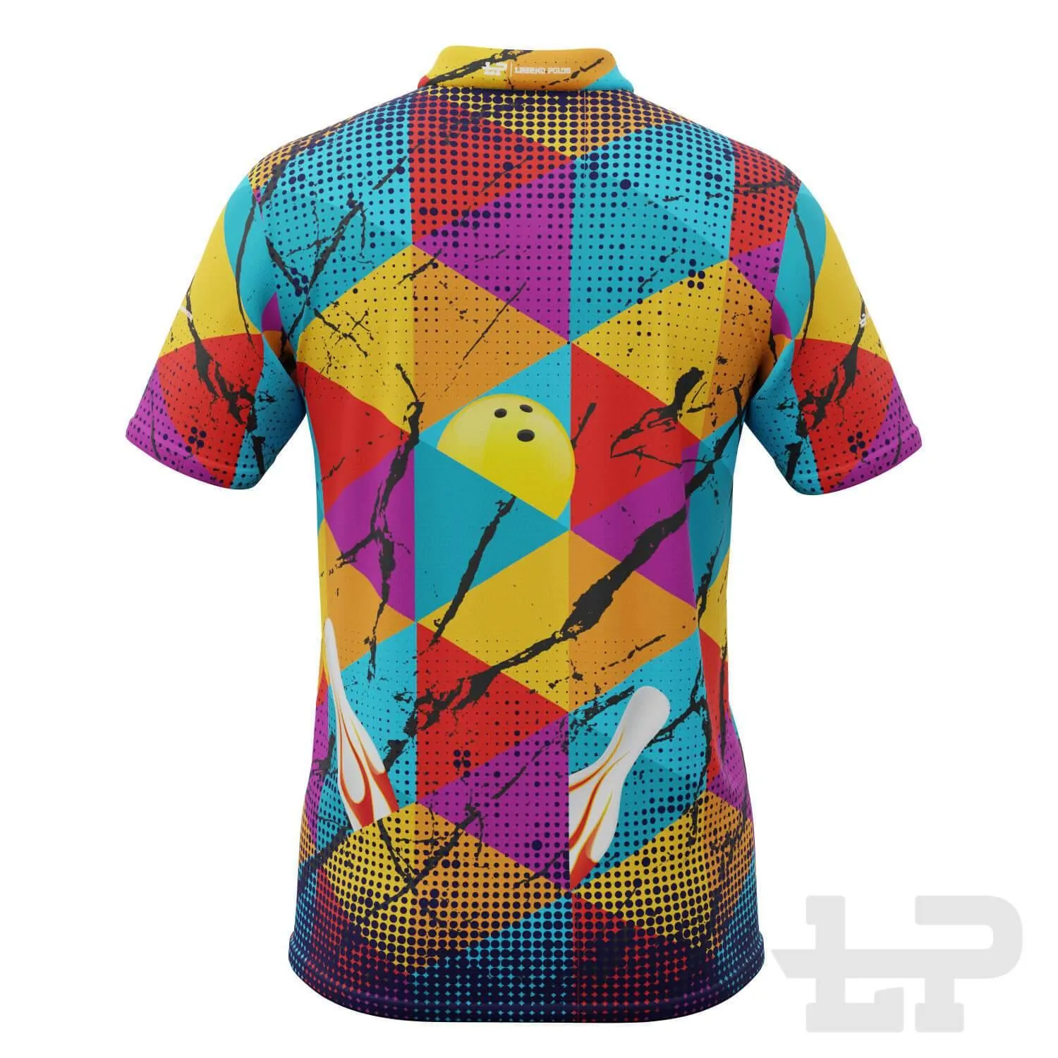 Men's Triangles Short Sleeve Tenpin Bowling Shirt