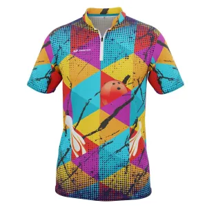 Men's Triangles Short Sleeve Tenpin Bowling Shirt